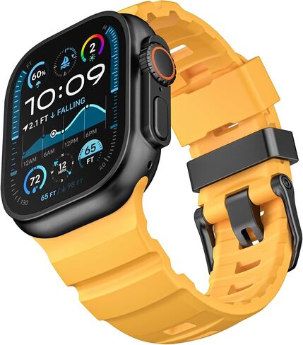 لفرقة Apple Watch Sport Band Ultra 2 Ultra 49mm 46mm 45mm 45mm 44mm ، حزام مطاطي من السيليكون الوعرة مع Clasp Metal Watch ، لسلسلة Iwatch 10 9 8 7 6 5 4 3 2 1 SE 2 in Kuwait