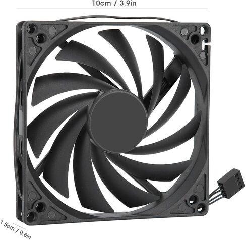 100mm CPU Radiator Cooling Fan, 4Pin PWM 45CFM PC 12V Computer Case Cooler 900 to 2200RPM Speed Regulation 18dBA Low Noise for 9/10CM Double Hole Installation for Desktop Computer Cooling in Saudi Arabia