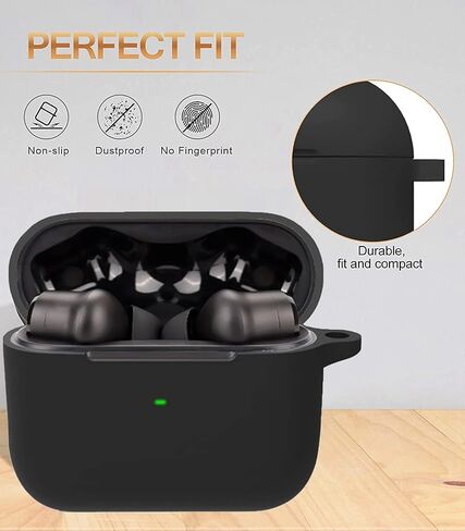 متوافق مع Razer Hammerhead Case Wireless Wireless Pro ، حالة TPU الناعمة الواقية Lamshaw مع سلسلة المفاتيح المتوافقة مع Razer Hammerhead True Wireless Pro (Black) in Saudi Arabia