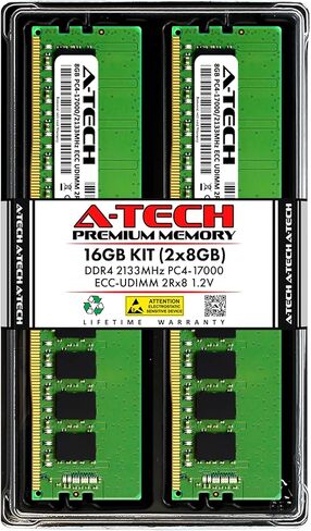 مجموعة A-Tech 16GB (2 × 8 جيجا بايت) RAM لـ Dell PowerEdge R240 ، R330 XL ، R340 ، T140 ، T30 ، T340 | DDR4 2133MHz PC4-17000 ECC-IDIMM 2RX8 ECC ترقية خادم غير مرغوب فيه in Kuwait
