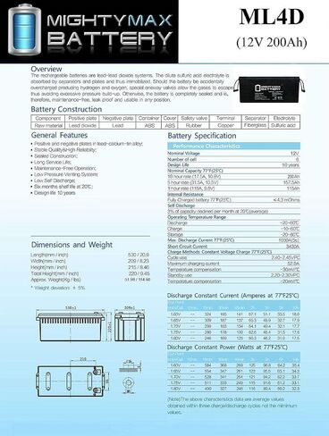 Mighty Max Battery 12V 200AH 4D SLA AGM Battery استبدال أنظمة الطاقة الشمسية in Saudi Arabia