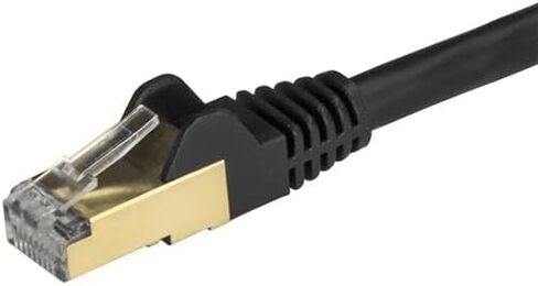 Startech.com 2 M Cat6a Ethernet Cable - 10 Gigabit محمي RJ45 100W POE PATCL CORM - 10GBE STP الفئة 6A كابل شبكة ث/سلالة - Fluke أسود تم اختباره UL/TIA معتمد (6ASPAT2MBK) in Kuwait