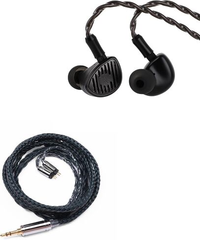 Linsoul Kiwi Ears Septet in Ear Monitor ، 1DD + 4BA + 1 Planar + 1 PZT Quadbrid IEM Ayphones + Tripowin Zonie IEM Cable ، 16 core silver silver plated sphone chords (2 pin 0.78mm ، 3.5mm) (MOSS) (MOSS) in Kuwait