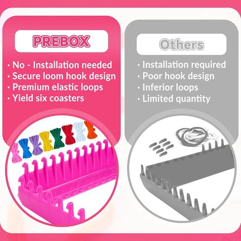 PREBOX Weaving Loom Kit Toys for Kids and Adults, Potholder Loops Crafts for Girls Ages 6 7 8 9 10 11 12, 7" Pot Holder Loom Knitting Kits and Gifts for Kids and Beginners, Make 6 Masterpieces in Kuwait