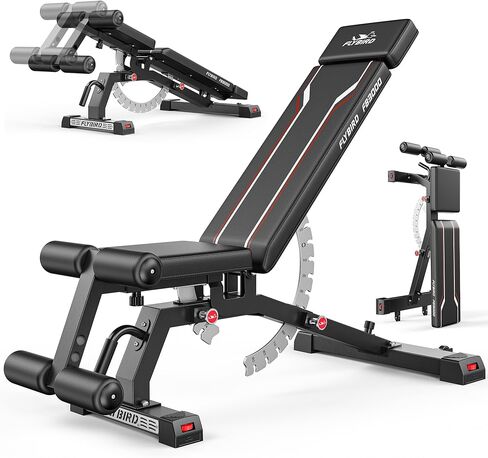 FLYBIRD Workout Bench, Adjustable Weight Bench Foldable Strength Training Bench for Home Gym - Newly Upgraded in Saudi Arabia