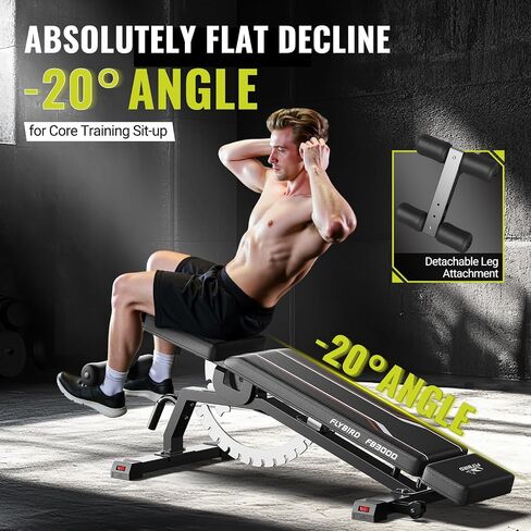 FLYBIRD Workout Bench, Adjustable Weight Bench Foldable Strength Training Bench for Home Gym - Newly Upgraded in Saudi Arabia