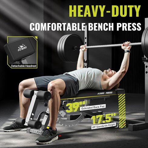 FLYBIRD Workout Bench, Adjustable Weight Bench Foldable Strength Training Bench for Home Gym - Newly Upgraded in Saudi Arabia