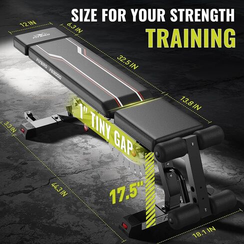 FLYBIRD Workout Bench, Adjustable Weight Bench Foldable Strength Training Bench for Home Gym - Newly Upgraded in Saudi Arabia