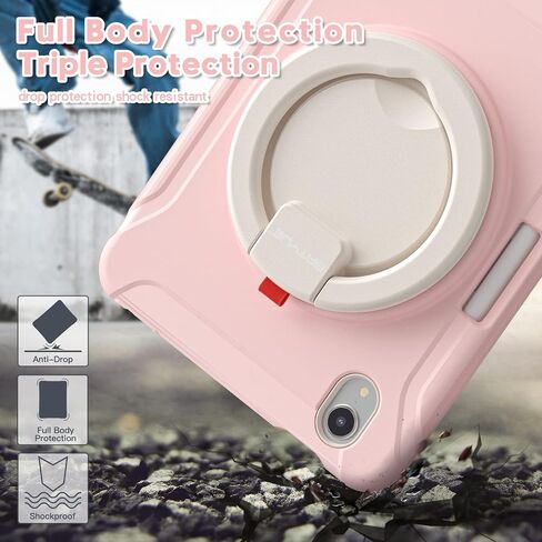 CASE BATYUE لـ iPad Mini 7 (A17 PRO) 2024/ MINI 6 8.3 '' 2021 ، حقيبة حماية كاملة الصدمات للأطفال مع 360 درجة دوارة و 180 درجة قابلة للطي ، حامل وقلم رصاص | وردي مبتهج in Kuwait