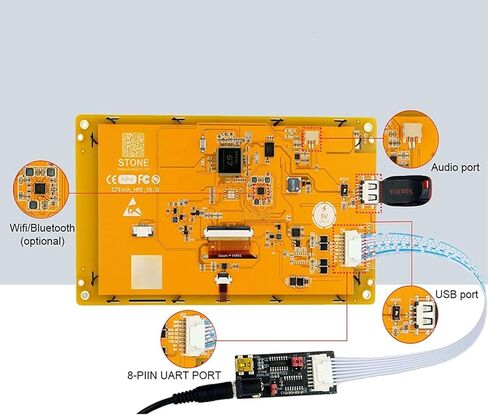 5 بوصات HMI SMART TFT LCD LCD SCREENT MODULE 800 * 480 RS232/TTL UART PORT مع شاشة TFT TOUC و 1 جيجا هرتز ل ARDUINO R3/MEGA2560 ESP32 8266 STM32 in Kuwait