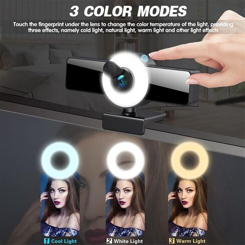 Webcam 4K 8K Full Autofocus Web Camera with LED Fill Light Laptop Desktop for Video Conference in Saudi Arabia