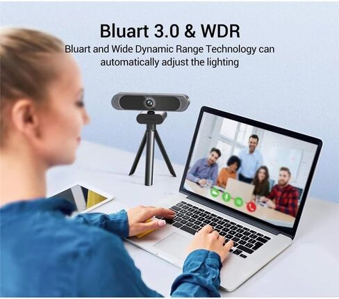 4K 8MP Webcam with Noise-Canceling Microphone Tripod Plug Play Web Camera for Meeting Video in Saudi Arabia