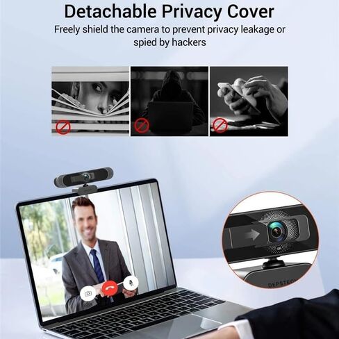 4K 8MP Webcam with Noise-Canceling Microphone Tripod Plug Play Web Camera for Meeting Video in Saudi Arabia
