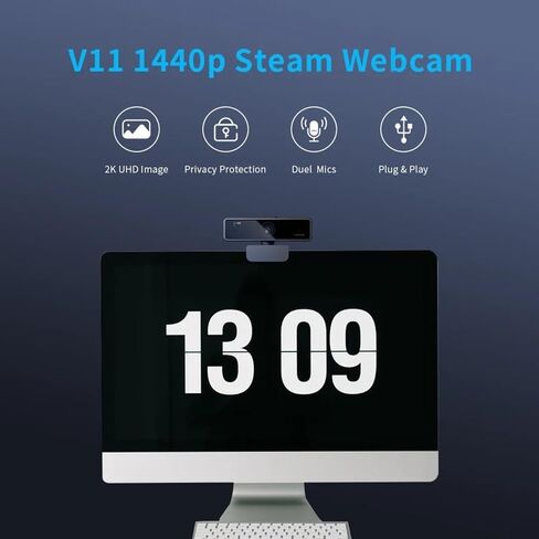 كاميرا ويب 2K مع ميكروفون 1080p 60fps كاميرا ويب مصغرة لجهاز الكمبيوتر المحمول للكمبيوتر الشخصي in Saudi Arabia