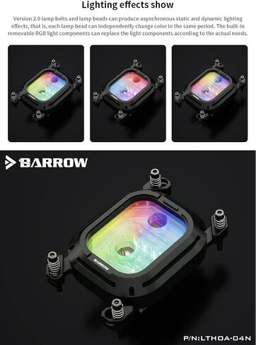 Barrow Kepler Series LTHOA-04N CPU Water Block for AMD Ryzen 3 5 7 9 Socket AM5 AM4 Red Copper Waterblock with LRC 2.0 5v 3Pin aRGB LED and Adapter (Black) in Saudi Arabia