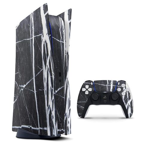 Natural Black & White Marble Stone - Design Skinz Full-Body Cover Wrap Decal Skin-Kit Compatible with The Sony Playstation 3 Console + Controller in Kuwait