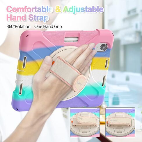 CASE BATYUE لـ iPad Mini 7 (A17 PRO) 2024/ MINI 6 8.3 '' 2021 ، حقيبة حماية كاملة الصدمات للأطفال مع 360 درجة دوارة و 180 درجة قابلة للطي ، حامل وقلم رصاص | وردي مبتهج in Kuwait