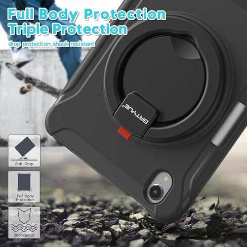 BATYUE Case for iPad mini 7 (A17 Pro) 2024/ Mini 6 8.3'' 2021,Full-Body Shockproof Protective Case for Kids with 360° Rotating & 180° Folding Stand, Handle& Pencil Holder| Cheery Pink in Kuwait