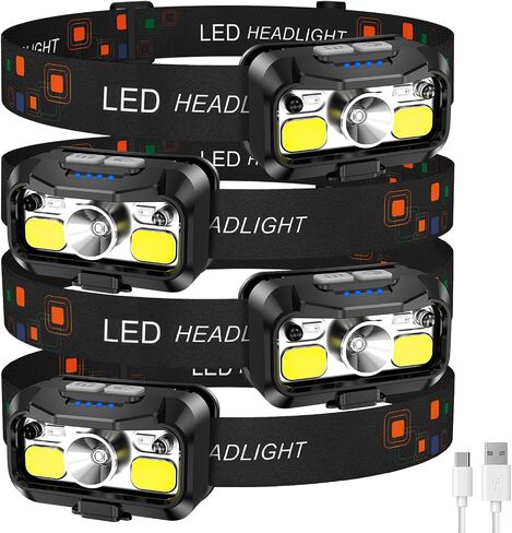 LHKNL Headlamp Rechargeable, Lumen Super Bright Motion Sensor Head Lamp Flashlight,2-Pack Waterproof LED Headlight with White Red Light,8 Modes Head Lights for Camping Cycling Running Fishing in Kuwait