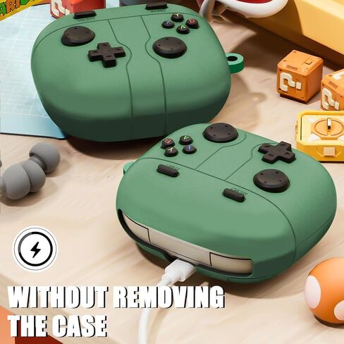 CameCosy Cool Case Compatible for Beats Powerbeats Pro 2 2025 with Keyring, Cover with Cartoon Game Console Design for Girl, Protective Case in Shockproof Anti-scratches Anti-dust Soft Silicone, Green in Saudi Arabia