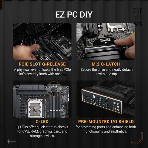 ASUS TUF Gaming B860M-Plus Intel Matx Motherboard ، 12+1+2+1 80A DRMOS POWER SCORES ، DDR5 ، PCIE 5.0 ، 3XM.2 SLOTS ، Realtek 2.5GB Ethernet ، DisplayPort ، HDMI ، USB 20GBPS Type-Cith DP ALTC in Kuwait