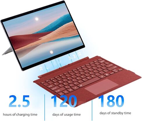 Yunseity Wireless Keyboard, 7 Color Backlit Type Cover with Multi Gesture Touchpad Fit for Surfaces Pro 3, 4, 5, 6, 7, 7+ Portable Tablet (Black) in Saudi Arabia