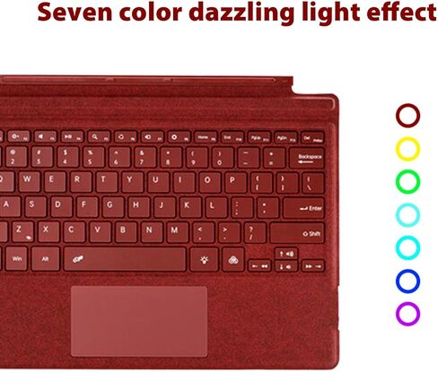 Yunseity Wireless Keyboard, 7 Color Backlit Type Cover with Multi Gesture Touchpad Fit for Surfaces Pro 3, 4, 5, 6, 7, 7+ Portable Tablet (Black) in Saudi Arabia