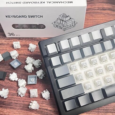 Silent Keyboard Switches,White Jade Switch for Mechanical Gaming Keyboard,5-pin Linear/Typing&Gaming/Pre Lubed Switches(108Pcs,Mute White) in Kuwait