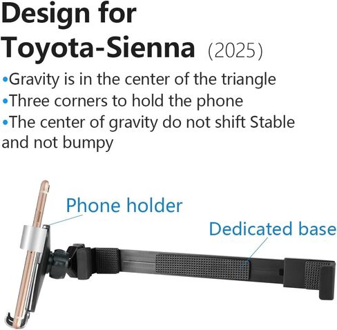 حامل هاتف السيارة لـ Toyota Sienna 2025 الملحقات الداخلية التلقائية أفضل الهواتف المحمولة Mount Mobile Mobile Cradle Charging Mavigation GPS GPS Dashboard Screen Screen in Saudi Arabia