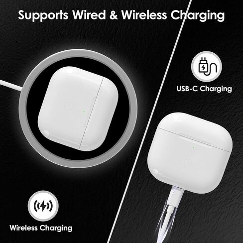استبدال حالة الشحن اللاسلكي متوافق مع AirPods الجيل الرابع ، Air Pod 4 Charger مع Type-C ، زر مزامنة الاقتران الأزرق ، بطارية 600 مللي أمبير في الساعة. in Kuwait