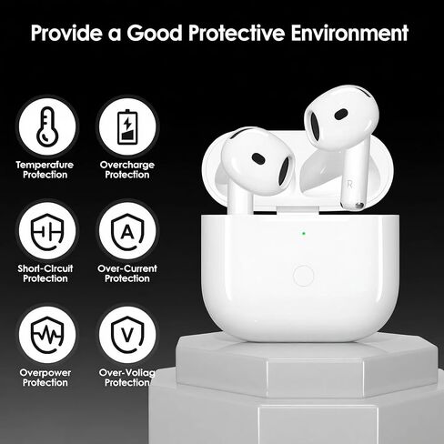 استبدال حالة الشحن اللاسلكي متوافق مع AirPods الجيل الرابع ، Air Pod 4 Charger مع Type-C ، زر مزامنة الاقتران الأزرق ، بطارية 600 مللي أمبير في الساعة. in Kuwait