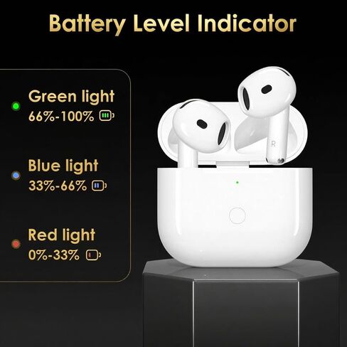 استبدال حالة الشحن اللاسلكي متوافق مع AirPods الجيل الرابع ، Air Pod 4 Charger مع Type-C ، زر مزامنة الاقتران الأزرق ، بطارية 600 مللي أمبير في الساعة. in Kuwait