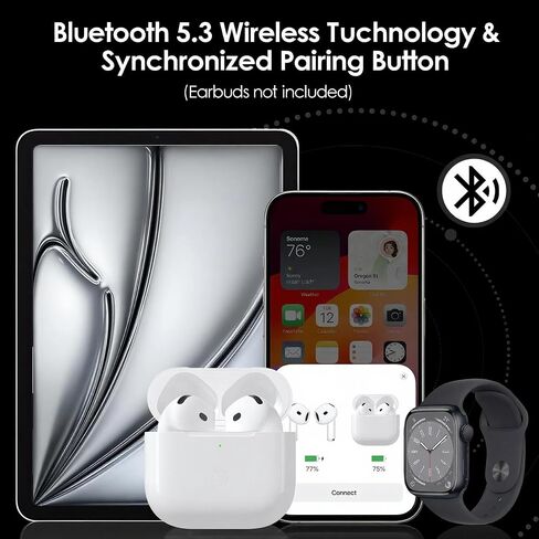 استبدال حالة الشحن اللاسلكي متوافق مع AirPods الجيل الرابع ، Air Pod 4 Charger مع Type-C ، زر مزامنة الاقتران الأزرق ، بطارية 600 مللي أمبير في الساعة. in Kuwait
