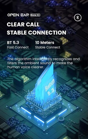 سماعات توصيل العظام ، سماعات الرأس اللاسلكية مفتوحة الأذن مع الميكروفون ، بلوتوث 5.3 ، 6 ساعات من وقت الاستخدام ، IPX5 وسماعات الرياضة المقاومة للعرق للهواء في الهواء الطلق ، التمرين ، ركوب الدراجات (أسود) in Saudi Arabia