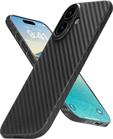 Memumi Ultra Thin Dase for iPhone 17 Pro Max 0.3 مم ، [الشعور بدون حالة] نمط ألياف الكربون متوافق مع غطاء iPhone 17 Pro Max Slim مع تصميم بسيط وخفيف الوزن ، Black in Kuwait