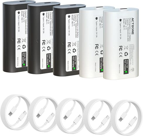 5pack 7000mah بطاريات متوافقة مع كاميرا Wyze Battery Cam Pro و Duo Cam Doorbell في الهواء الطلق/داخلي مع كابل Type-C in Kuwait