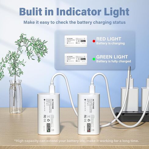 5pack 7000mah بطاريات متوافقة مع كاميرا Wyze Battery Cam Pro و Duo Cam Doorbell في الهواء الطلق/داخلي مع كابل Type-C in Kuwait