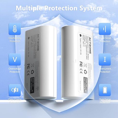 5pack 7000mah بطاريات متوافقة مع كاميرا Wyze Battery Cam Pro و Duo Cam Doorbell في الهواء الطلق/داخلي مع كابل Type-C in Kuwait