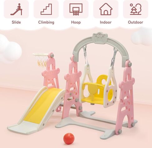 NYEEKOY 4-in-1 Toddler Slide & Swing Set for Toddlers Age 1-3 in Saudi Arabia