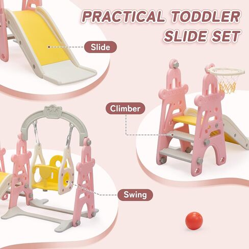 NYEEKOY 4-in-1 Toddler Slide & Swing Set for Toddlers Age 1-3 in Saudi Arabia