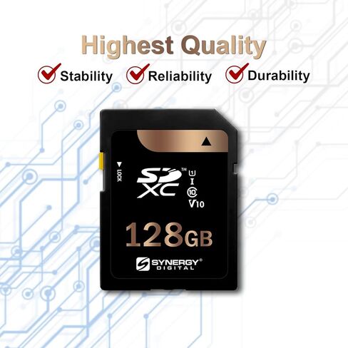 Synergy Digital 128GB, SDXC UHS-I Memory Card, Compatible with Nikon D3400 DSLR Digital Camera - Class 10, U1, 100MB/s, 300 Series in Saudi Arabia