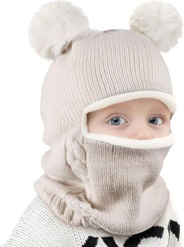 قبعة شتوية محبوكة للأطفال البنات والأولاد، وشاح للأطفال الصغار، غطاء للأذن، أوشحة، قبعات مبطنة بالصوف in Kuwait