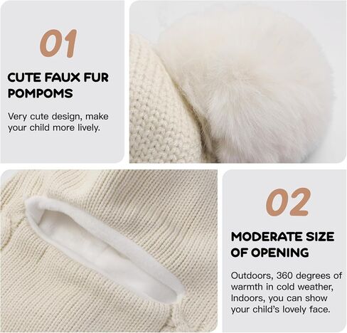 قبعة شتوية محبوكة للأطفال البنات والأولاد، وشاح للأطفال الصغار، غطاء للأذن، أوشحة، قبعات مبطنة بالصوف in Kuwait