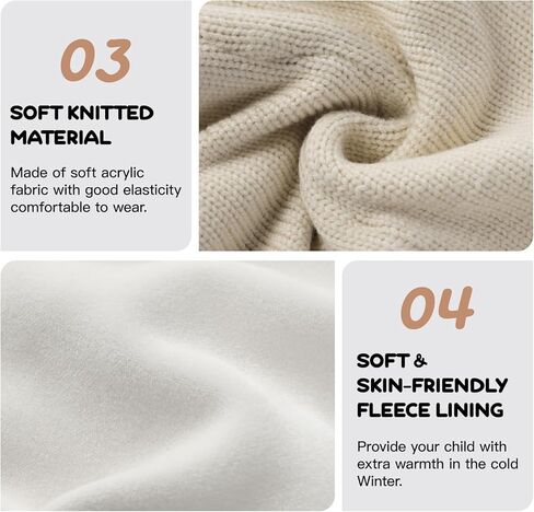 قبعة شتوية محبوكة للأطفال البنات والأولاد، وشاح للأطفال الصغار، غطاء للأذن، أوشحة، قبعات مبطنة بالصوف in Kuwait