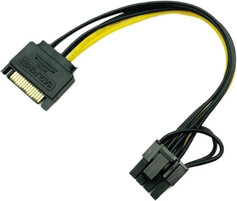 5pcs 15pin sata male to 8pin (6+2) PCI-e كابل تزويد الطاقة 20cm كابل SATA 15 دبوس إلى 8 دبوس كابل 18AWG لبطاقة الرسوم in Saudi Arabia