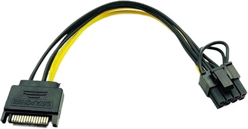 5pcs 15pin sata male to 8pin (6+2) PCI-e كابل تزويد الطاقة 20cm كابل SATA 15 دبوس إلى 8 دبوس كابل 18AWG لبطاقة الرسوم in Saudi Arabia