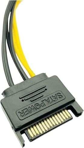 5pcs 15pin sata male to 8pin (6+2) PCI-e كابل تزويد الطاقة 20cm كابل SATA 15 دبوس إلى 8 دبوس كابل 18AWG لبطاقة الرسوم in Saudi Arabia