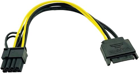 5pcs 15pin sata male to 8pin (6+2) PCI-e كابل تزويد الطاقة 20cm كابل SATA 15 دبوس إلى 8 دبوس كابل 18AWG لبطاقة الرسوم in Saudi Arabia