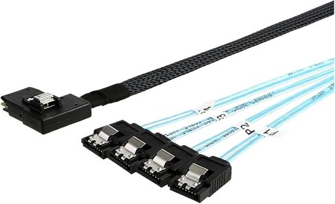 0.5M HD 36PIN SFF 8087 الزاوية اليمنى من الذكور إلى 4 SATA 7Pin أنثى 180 درجة الكابل in Saudi Arabia