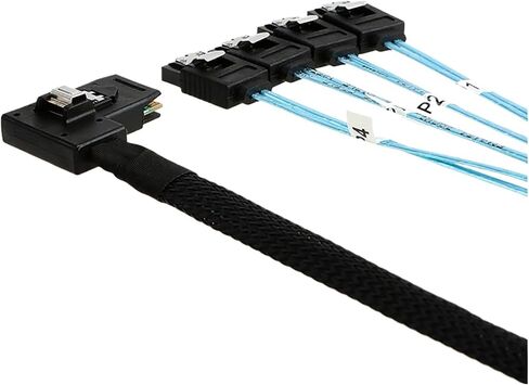 0.5M HD 36PIN SFF 8087 الزاوية اليمنى من الذكور إلى 4 SATA 7Pin أنثى 180 درجة الكابل in Saudi Arabia